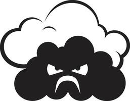 Thunderstorm Fury Angry Cloud Icon Design Seething Nimbus Vector Angry Cloud Emblem