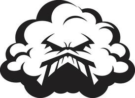 Raging Thunderhead Vector Angry Cloud Emblem Brooding Squall Black Cartoon Cloud Design