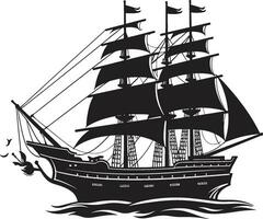Timeless Seafarer Vector Black Ship Antique Navigator Ancient Ship Emblem