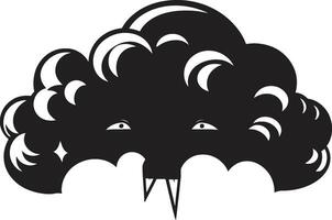 Turbulent Fury Angry Cartoon Cloud Design Thunderous Rage Vector Angry Cloud Emblem