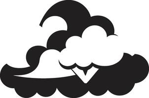 Raging Gale Angry Black Cartoon Cloud Brooding Tempest Angry Cloud Icon Design vector