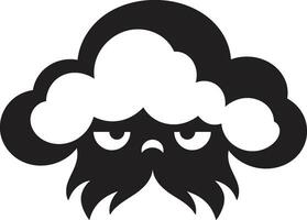 volátil vapor negro enojado nube emblema atronador frenesí enojado nube logo icono vector