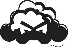 Brooding Squall Black Cartoon Cloud Design Angry Cyclone Angry Cloud Emblem Design vector