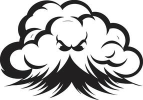 Thunderous Wrath Black Cartoon Cloud Icon Raging Nimbus Angry Vector Cloud Emblem