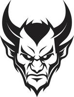 Dark Temptation Devil s Fiery Face in Vector Fiery Malevolence Aggressive Devil s Black Icon