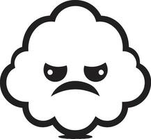 Turbulent Tempest Vector Angry Cloud Emblem Raging Nimbus Black Cloud Character Logo