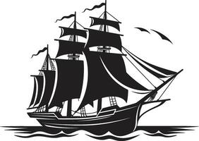 Antiquity Afloat Vector Black Ship Emblem Maritime Legacy Ancient Vessel Logo Icon