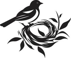 aéreo arte negro nido emblema pájaro s refugio vector nido logo