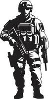 Tactical Defender Armyman Vector Logo Icon Design Battle Ready Sentinel Black Logo of an Armed Warrior