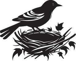 Avian Artistry Black Nest Logo Design Weaver s Wings Vector Nest Symbol