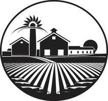 granja oasis negro casa de Campo logo campo santuario agrícola vector icono