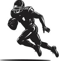 Sports Champion American Football Icon in Black Gridiron Legend Football Player Vector Logo