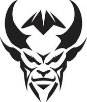 Demonic Rage Aggressive Devil s Face in Iconic Vector Dark Temptation Devil s Face in Aggressive Black Icon
