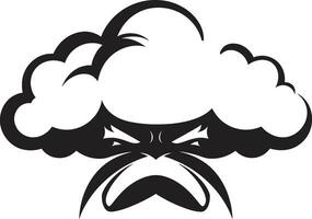 Furious Gust Black Angry Cloud Logo Turbulent Tempest Angry Vector Cloud Icon