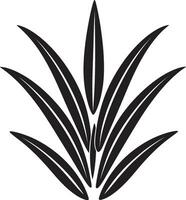 curación serenidad negro áloe logo emblema frondoso resplandor vector áloe planta negro icono