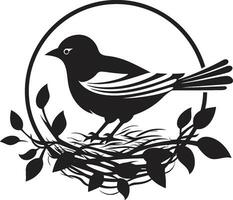 Avian Nest Weaver Black Vector Icon NestCraft Feathered Logo Design