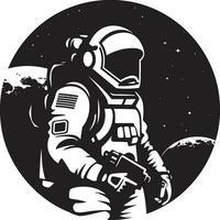 Galactic Voyager Astronaut Symbol Design Stellar Navigator Vector Spacesuit Icon