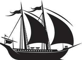 Timeless Galleon Ancient Ship Icon Antique Odyssey Black Ship Emblem Design vector