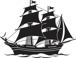 Sea bound Legacy Black Ancient Ship Antique Seafaring Vector Ship Emblem