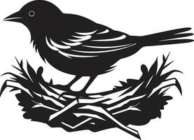 Nest Creator Black Bird Emblem Avian Assembler Vector Nest Design