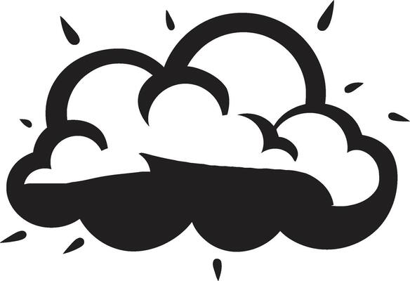 Furious Cumulus Black Cloud Cartoon Logo Tempestuous Rage Angry Cloud Emblem Design
