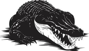 Fierce Predator Black Alligator Emblem Reptilian Ruler Vector Alligator Icon