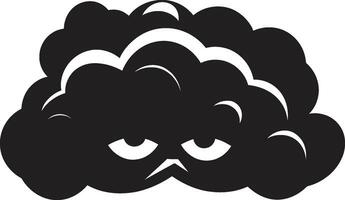 turbulento furia vector enojado nube Tormentoso vórtice enojado negro dibujos animados nube