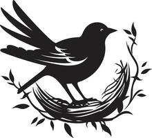 NestCraft Avian Artistry Emblem Weaver Wings Black Bird Nest Logo vector