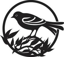 NestCraft Avian Artistry Emblem Weaver Wings Black Bird Nest Logo vector