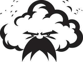 Riled Nimbus Cartoon Cloud Icon Design Tempest Rage Angry Vector Cloud Emblem