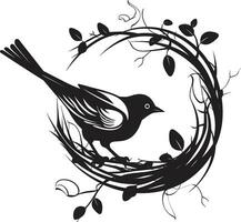 Weaving Wings Nest Vector Emblem Bird s Architect Black Logo Icon