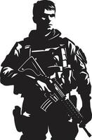 guerrero valor negro vector soldado logo defensivo guardián armado hombre del ejército negro icono