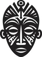 enmascarado tradicion africano tribal emblema en vector cultural eco icónico africano tribu máscara logo diseño