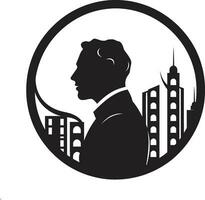 Design Luminary Architect Iconic Emblem Building Artistry Vector Black Logo Man