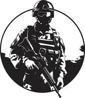 combatiente vigor vector hombre del ejército emblema heroico resolver negro armado soldado logo diseño