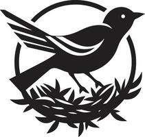 tejedor s alas vector nido símbolo nido genio negro pájaro emblema