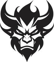 Maleficent Stare Devil s Face Vector Icon Satanic Fury Aggressive Devil Vector Emblem