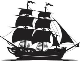 Envejecido marineros antiguo Embarcacion emblema mítico viaje negro Embarcacion vector icono
