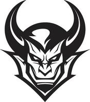 Dark Temptation Aggressive Devil s Face Emblem Fiery Malevolence Vector Devil s Face Icon
