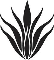 Green Essence Black Aloe Vector Emblem Organic Tranquility Aloe Vera Black Logo