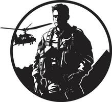defensor s precisión negro soldado emblema combate vigilia armado efectivo vector diseño