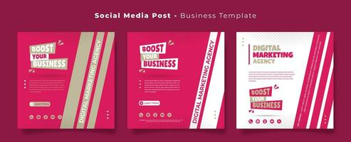 Social media post template in pink and white geometric background design for product advertisement vector