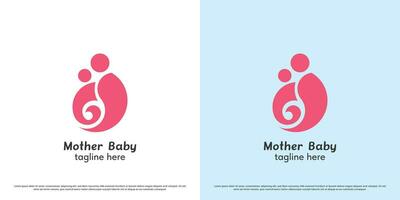 Mother kid logo design illustration. People mother affection parents caring for children family affection feelings hope charity. Icon symbol smooth soft simple minimal warm sincere kind happy. vector