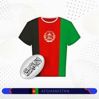 Afghanistan rugby jersey with rugby ball of Afghanistan on abstract sport background. vector
