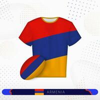 Armenia rugby jersey with rugby ball of Armenia on abstract sport background. vector