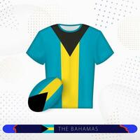 The Bahamas rugby jersey with rugby ball of The Bahamas on abstract sport background. vector