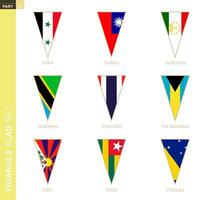 Triangle flag set, stylized country flags. vector