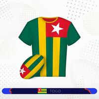 Togo rugby jersey with rugby ball of Togo on abstract sport background. vector