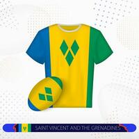 Saint Vincent and the Grenadines rugby jersey with rugby ball of Saint Vincent and the Grenadines on abstract sport background. vector