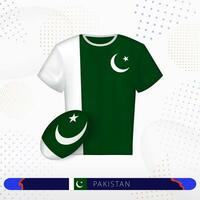 Pakistan rugby jersey with rugby ball of Pakistan on abstract sport background. vector